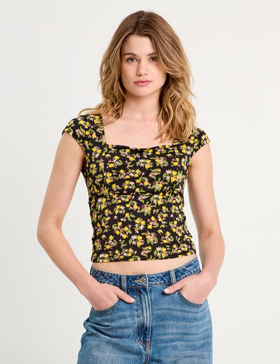 Blouse dos ouvert noir femme