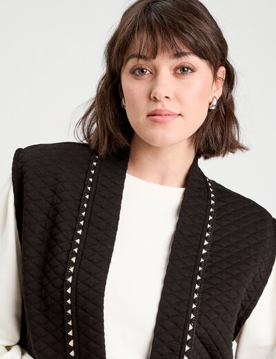 Veste matelassée sans manches noir femme