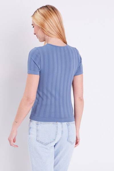 T-shirt manches courtes bleu femme