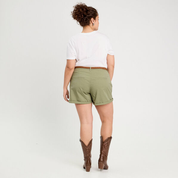 short chino ceinture vert kaki femme Short chino ceinturé vert kaki femme