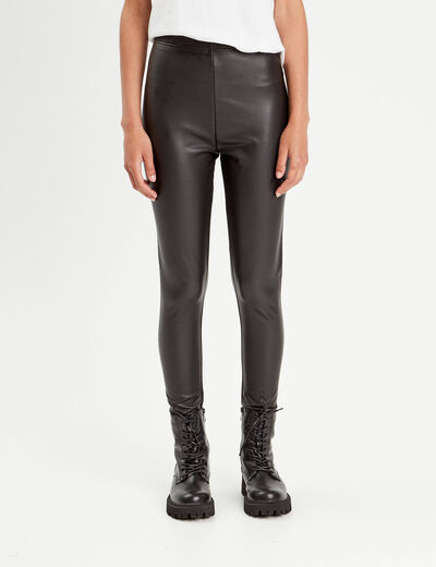 Legging simili cuir noir femme