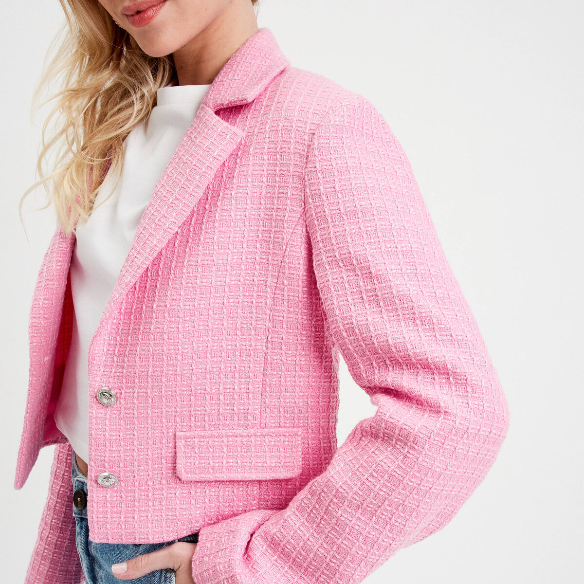 Veste blazer cintrée rose clair femme