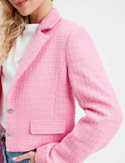 Veste blazer cintrée rose clair femme
