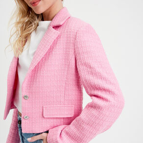 veste blazer cintree rose clair femme Veste blazer cintrée rose clair femme