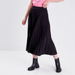 Jupe midi évasée plissée noir femme