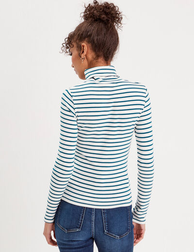 T-shirt col roulé blanc femme