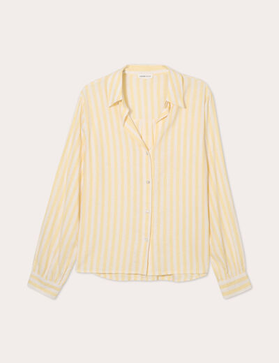 Chemise manches longues contenant du lin jaune clair femme
