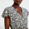 Robe courte &eacute;vas&eacute;e col v manches courtes noir femme