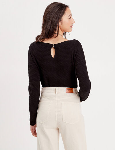 Pull col rond noir femme