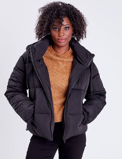 Doudoune droite zippée noir femme