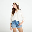 Chemise lin col V manches longues ecru femme