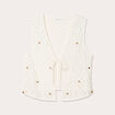Gilet noué effet crochet ecru femme