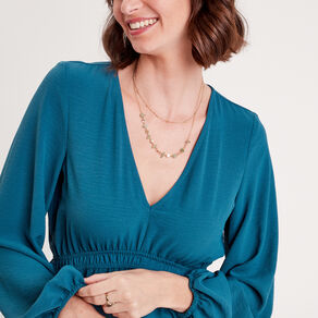 blouse manches longues bleu canard femme Blouse manches longues bleu canard femme