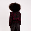 Blouse courte taille smock&eacute;e noir femme
