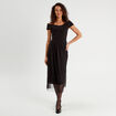 Robe midi bustier évasée noir femme