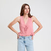 Débardeur col V sans manches vieux rose femme