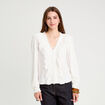 Blouse avec volants ecru femme