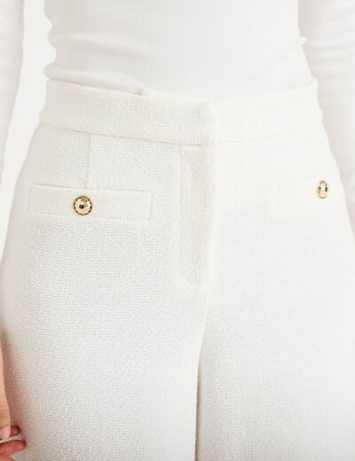Pantalon bootcut taille standard ecru femme