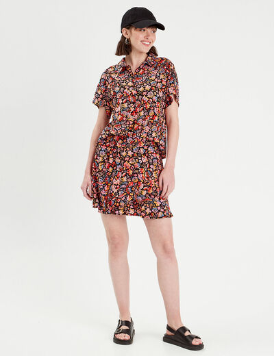 Chemise manches courtes noir femme