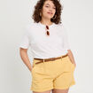 Short chino ceinturé jaune clair femme