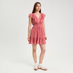 Robe évasée plumetis vieux rose femme