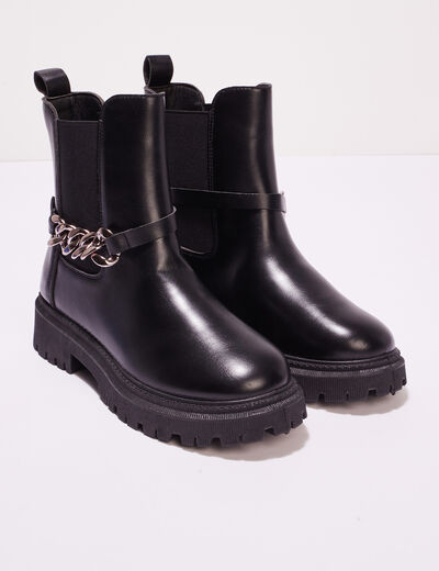 Bottines chelsea avec chaînes noir femme