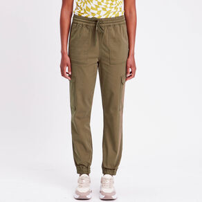 Pantalon cargo slim vert foncé femme
