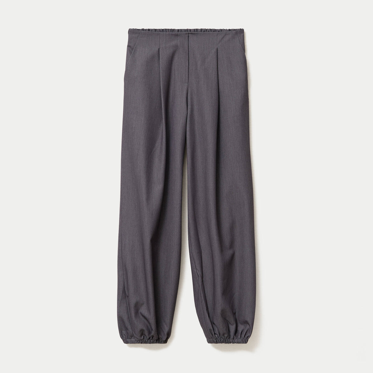 Pantalon city taille basse effet boule gris fonc&eacute; femme