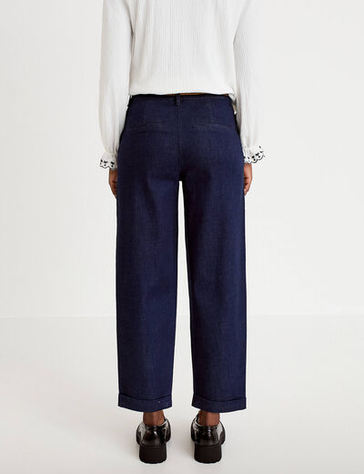 Jeans chino avec ceinture denim brut femme