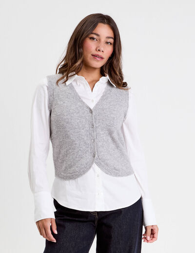 Gilet sans manches ajusté gris clair femme