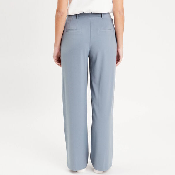 pantalon large fluide pinces bleu gris femme Pantalon large fluide pinces bleu gris femme