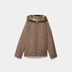 Parka r&eacute;versible &agrave; capuche taupe femme