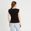 T-shirt col rond sans manches noir femme