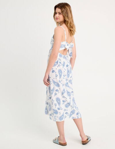 Robe longue évasée bretelles blanc femme