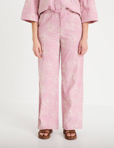 Pantalon large taille standard rose clair femme