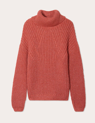 Pull avec col roulé vieux rose femme