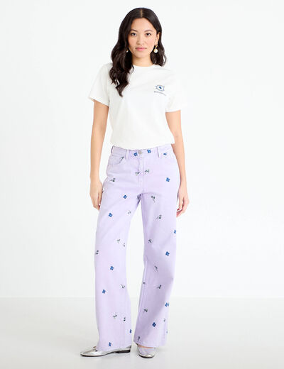 T-shirt imprim&eacute; fleurs Bridgerton ecru femme