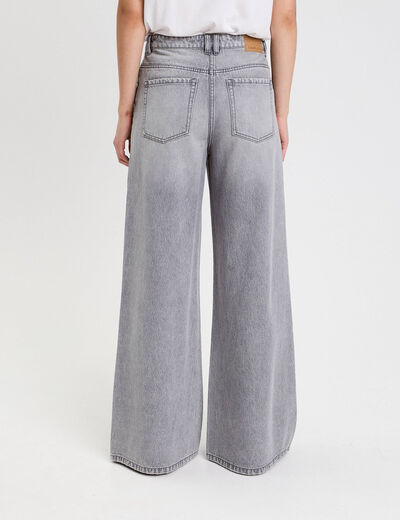 Jeans large denim gris femme