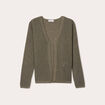 Gilet manches longues ajour&eacute; vert kaki femme