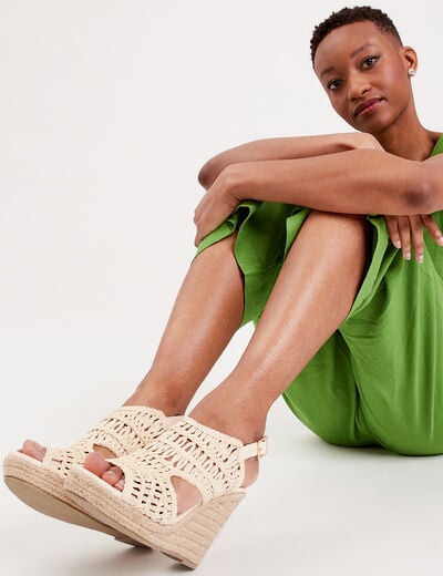 Sandales avec talons compensés ivoire femme