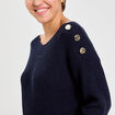 Pull col bateau bleu marine femme