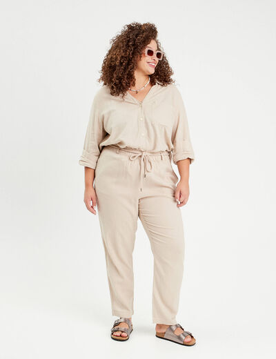 Chemise manches longues contenant du lin sable femme