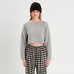 Pull cropped manches longues gris foncé femme