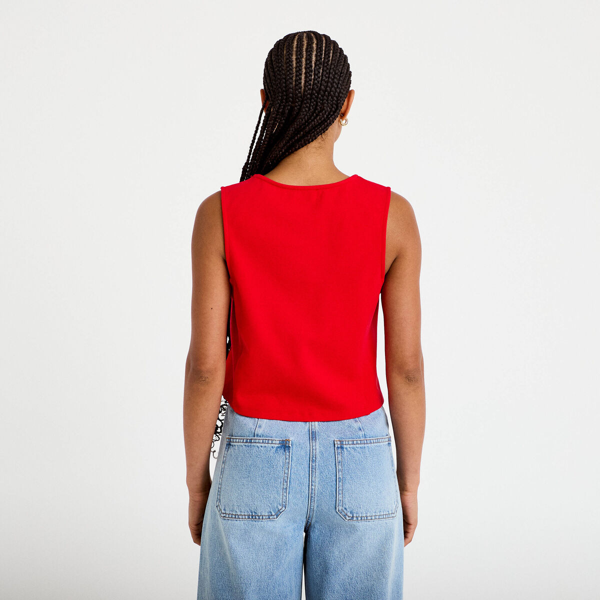 Gilet cintr&eacute; sans manches col v rouge femme