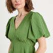 Robe trapèze manches courtes vert femme