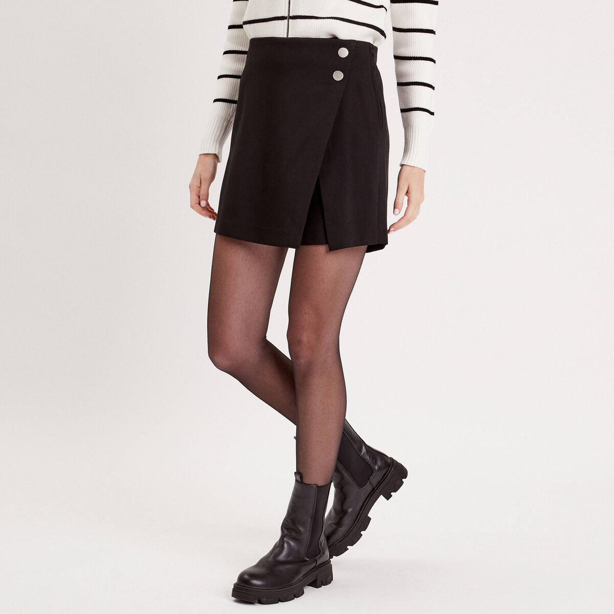 Jupe-short évasée noir femme