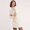 Robe pull droite avec poches ecru femme