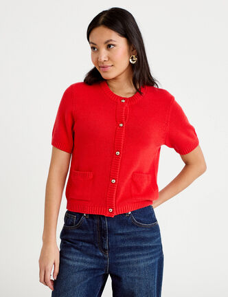Gilet manches courtes rouge femme