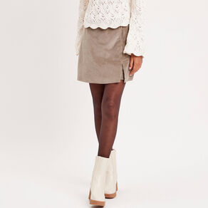 Jupe-short moulante velours vert kaki femme