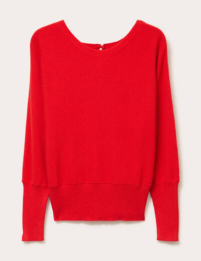 Pull manches chauves-souris rouge femme